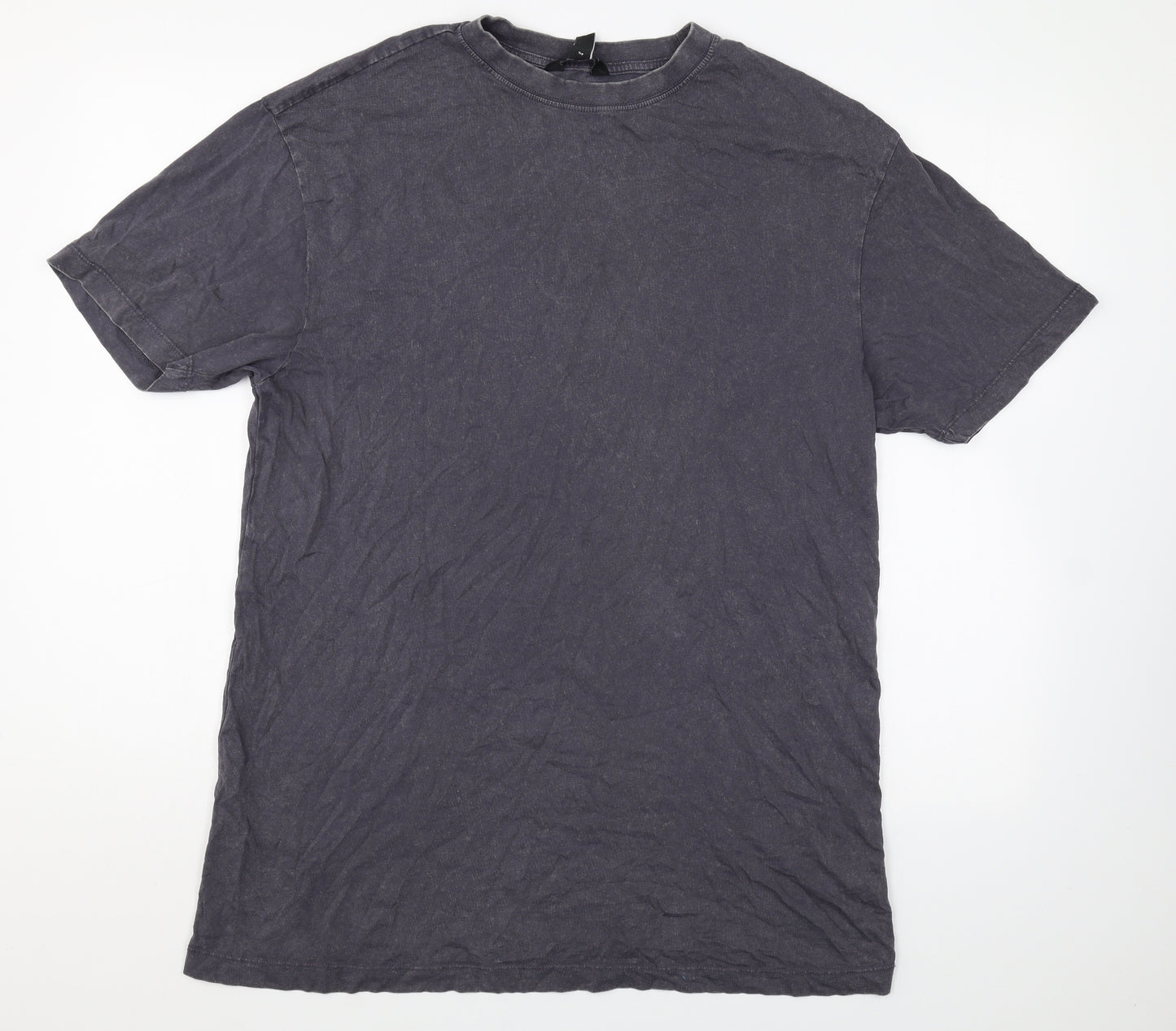 New Look Womens Grey Cotton Basic T-Shirt Size 10 Round Neck