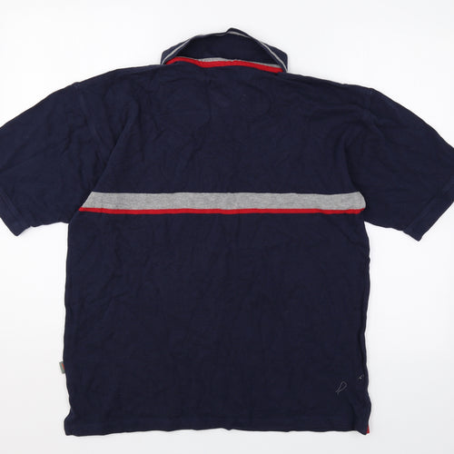 ES Sport Mens Blue Cotton Polo Size L Collared Button