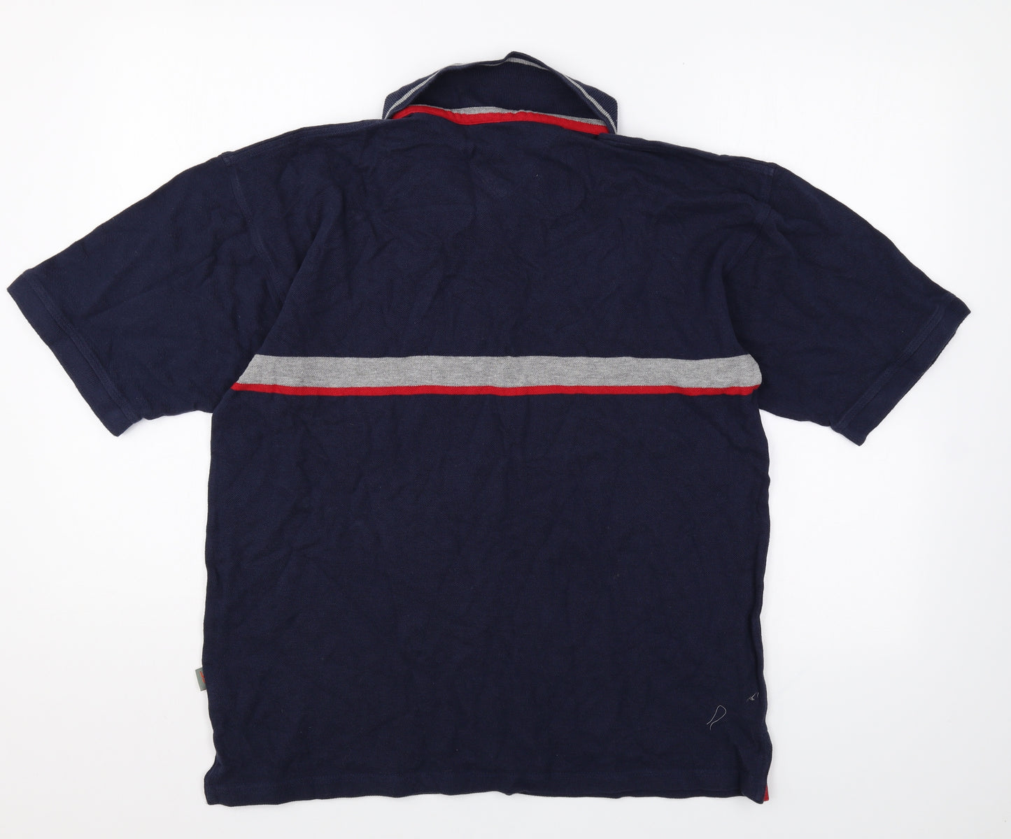 ES Sport Mens Blue Cotton Polo Size L Collared Button