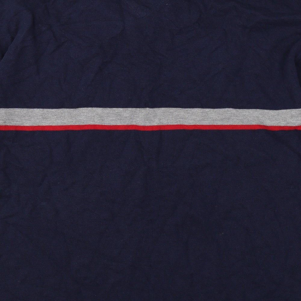 ES Sport Mens Blue Cotton Polo Size L Collared Button