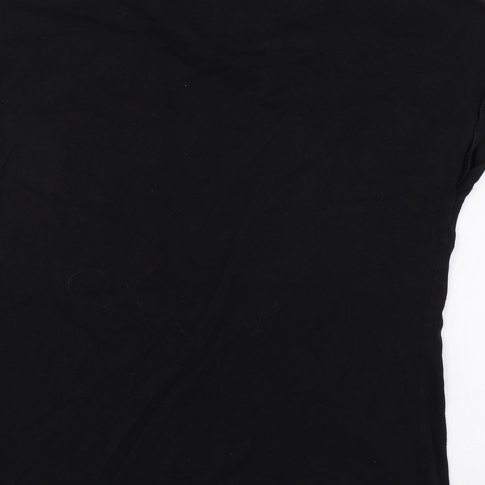 Papaya Womens Black Cotton Basic T-Shirt Size 12 Round Neck - Make Today Amazing
