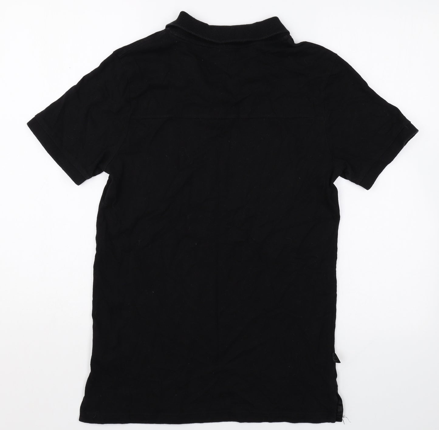 5 MAG Mens Black Cotton Polo Size M Collared Button