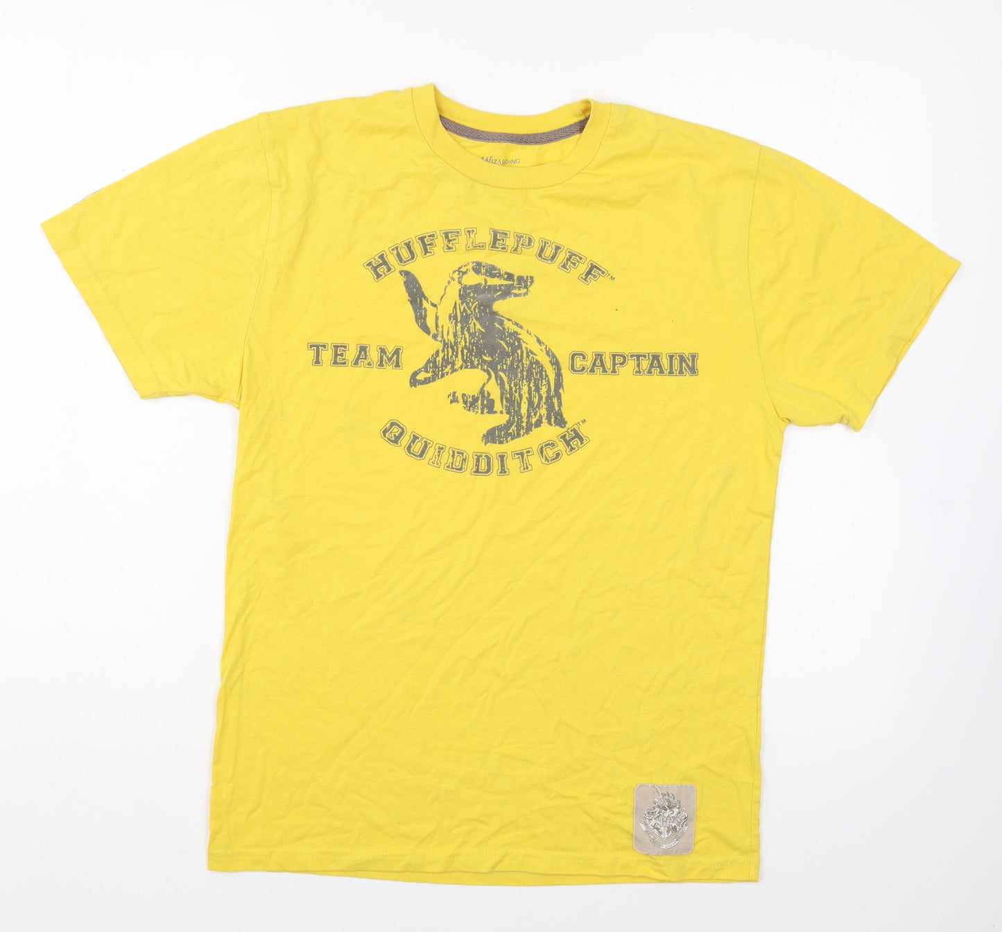 Harry Potter Girls Yellow Cotton Basic T-Shirt Size L Round Neck