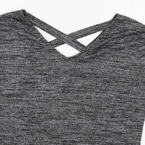F&F Womens Grey V-Neck Polyester Pullover Jumper Size 8 - Cross Back Detail
