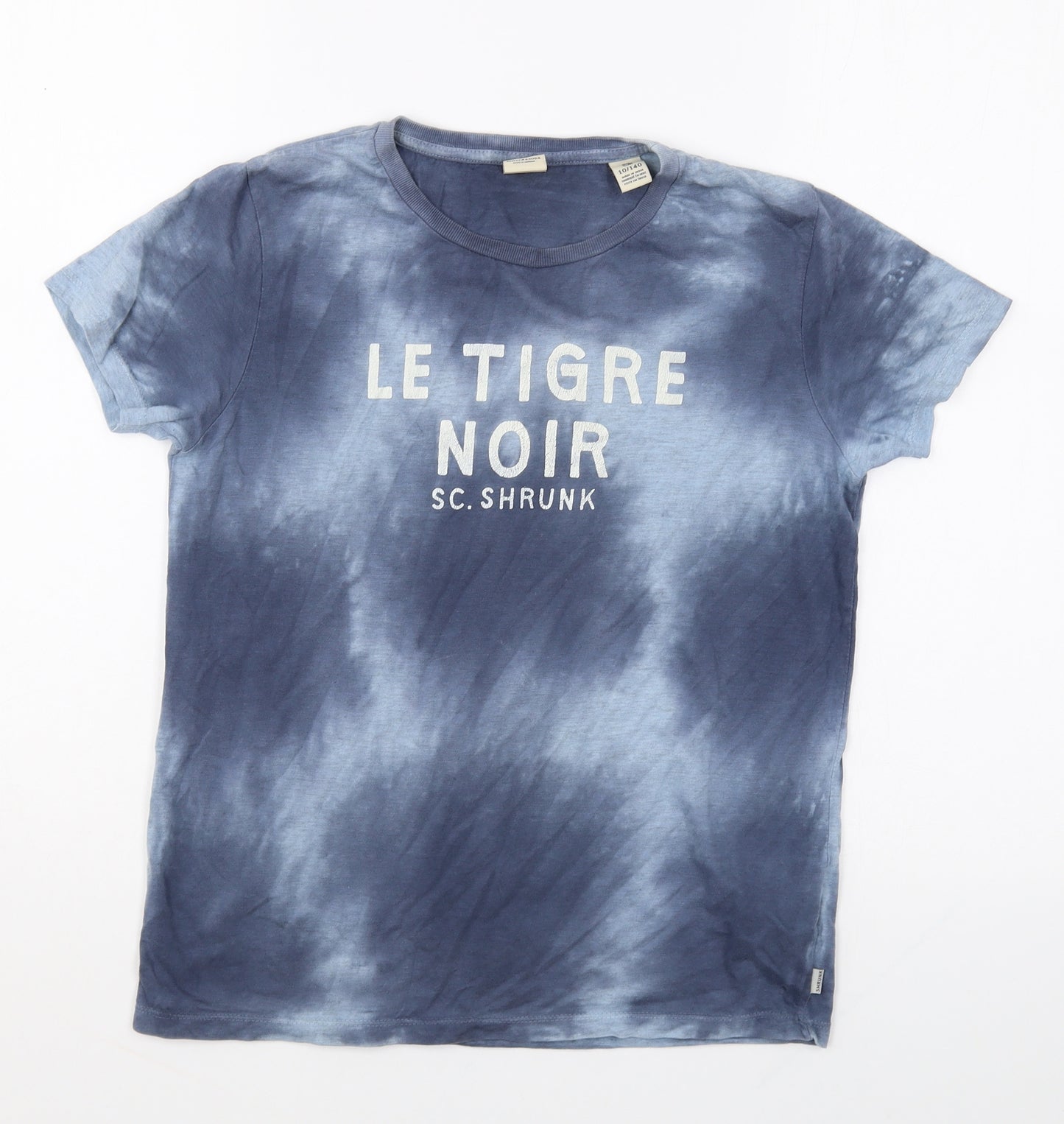 Scotch & Soda Boys Blue Geometric Cotton Basic T-Shirt Size 10 Years Round Neck - Tie Dye