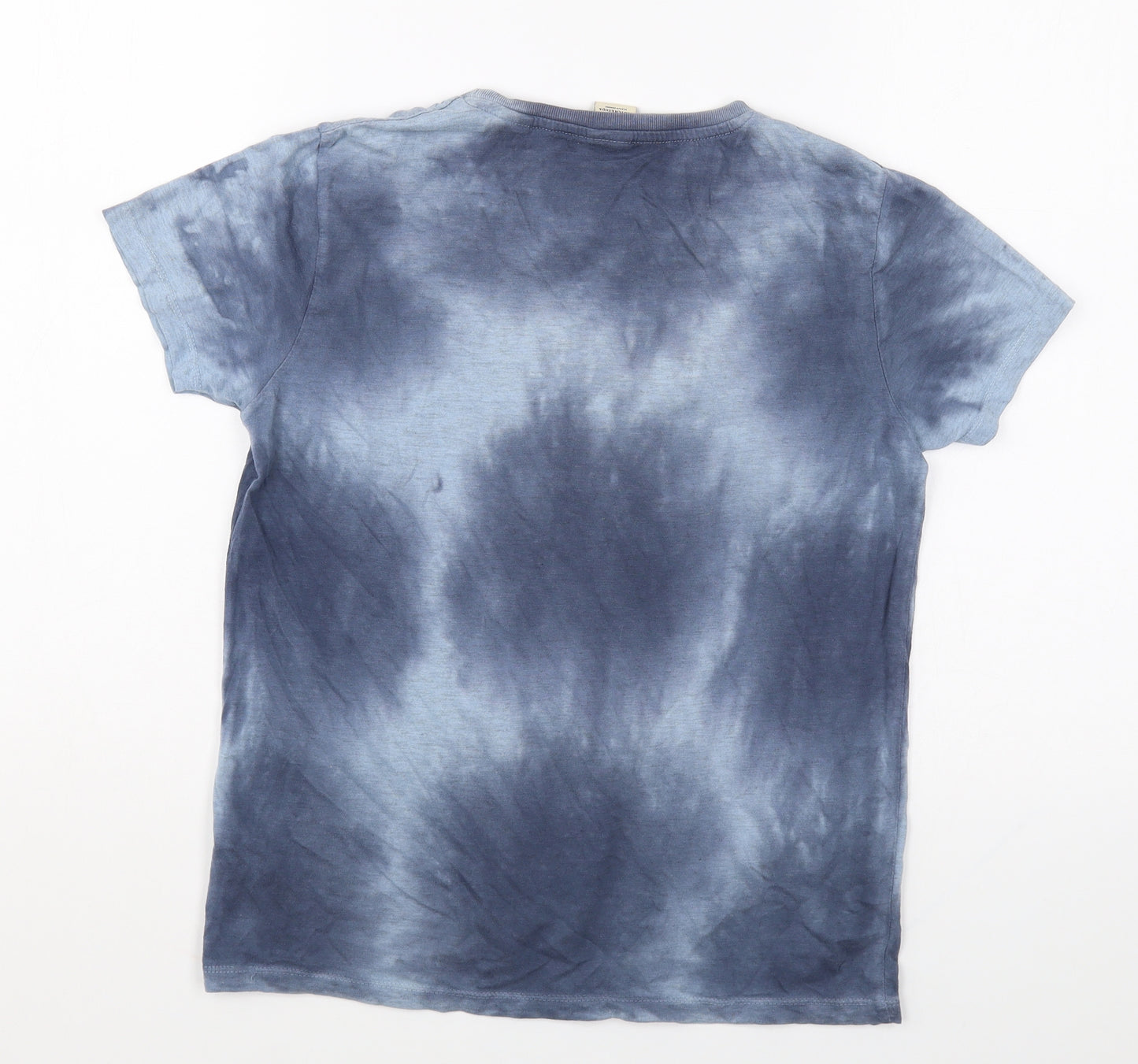 Scotch & Soda Boys Blue Geometric Cotton Basic T-Shirt Size 10 Years Round Neck - Tie Dye