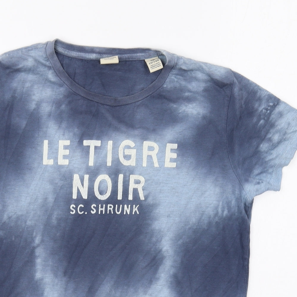 Scotch & Soda Boys Blue Geometric Cotton Basic T-Shirt Size 10 Years Round Neck - Tie Dye