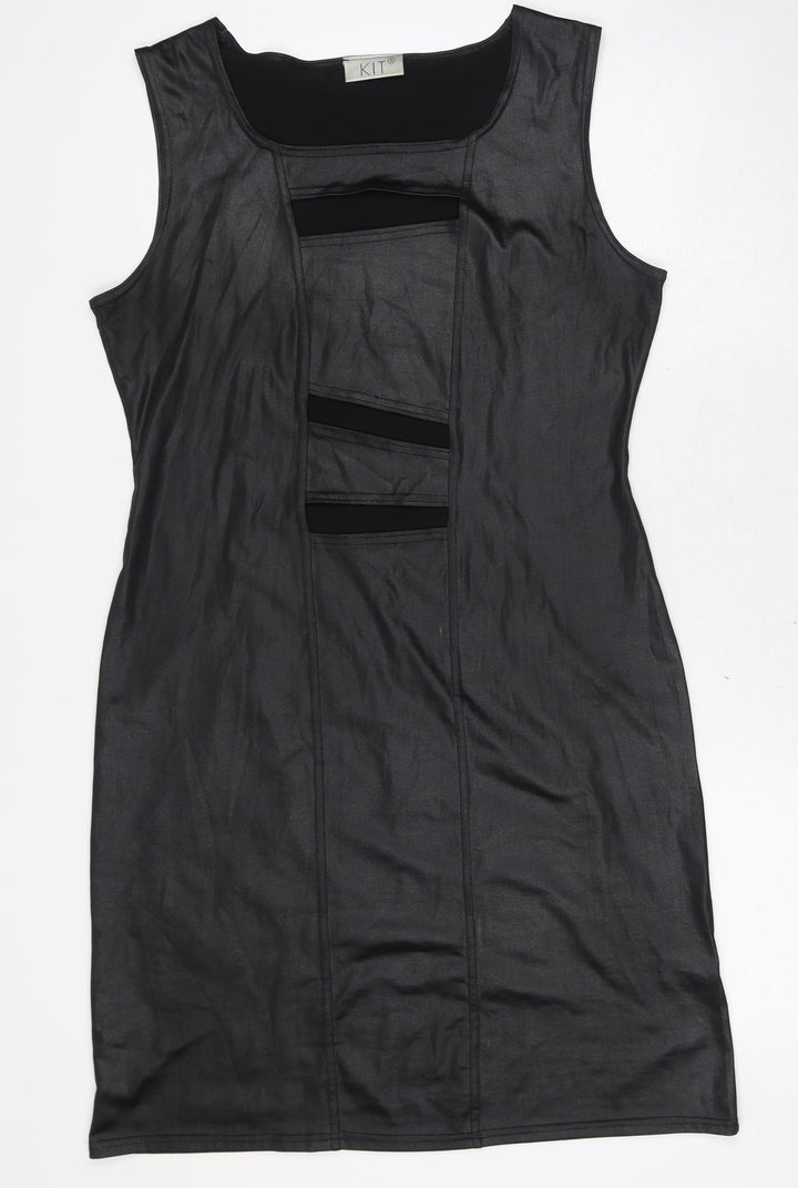 Kit Womens Black Polyester Pencil Dress Size 16 Boat Neck Pullover