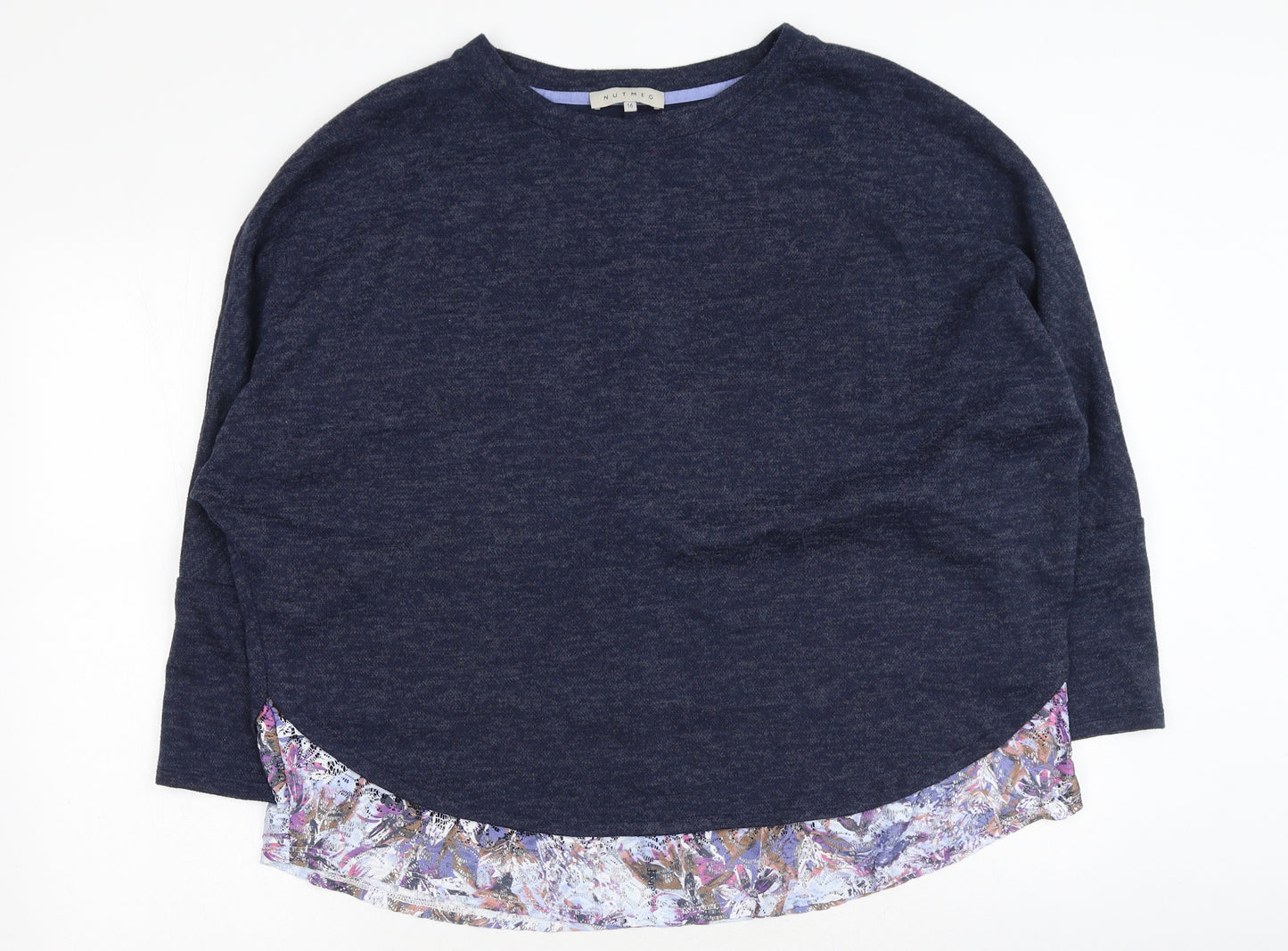 Nutmeg Womens Blue Polyester Pullover Sweatshirt Size 16 Pullover