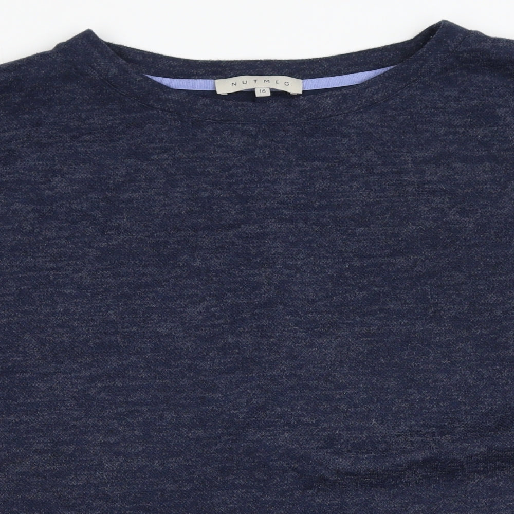 Nutmeg Womens Blue Polyester Pullover Sweatshirt Size 16 Pullover