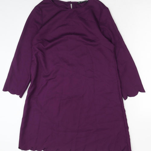 SheIn Womens Purple Polyester A-Line Size S Boat Neck Pullover - Scalloped