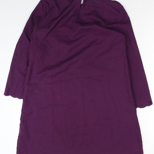 SheIn Womens Purple Polyester A-Line Size S Boat Neck Pullover - Scalloped