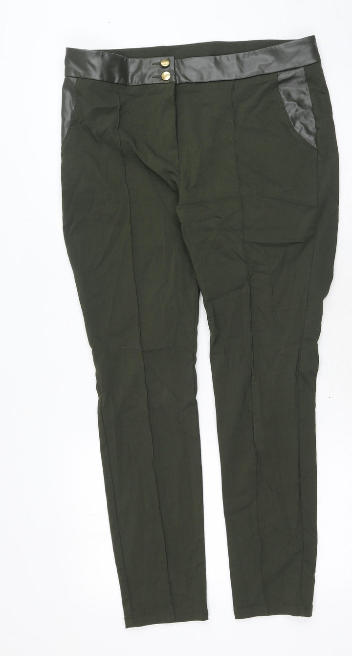 LASCANA Womens Green Polyester Trousers Size 16 Regular Button