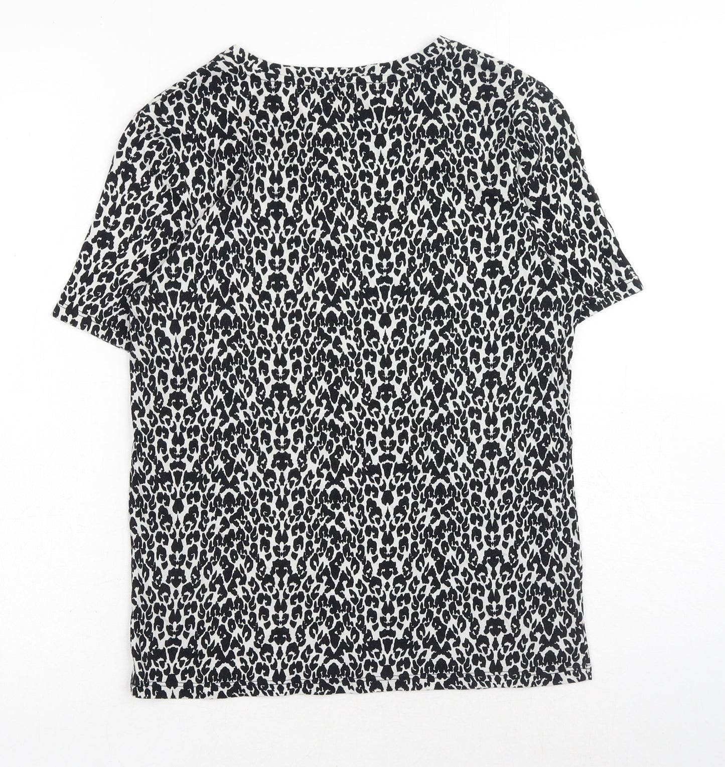 Maje Womens Black Animal Print Modacrylic Basic Blouse Size S Round Neck