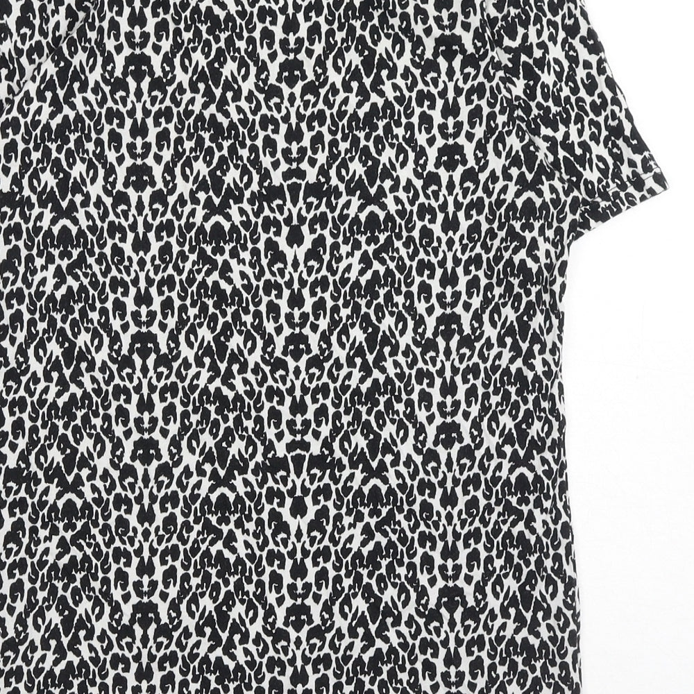 Maje Womens Black Animal Print Modacrylic Basic Blouse Size S Round Neck