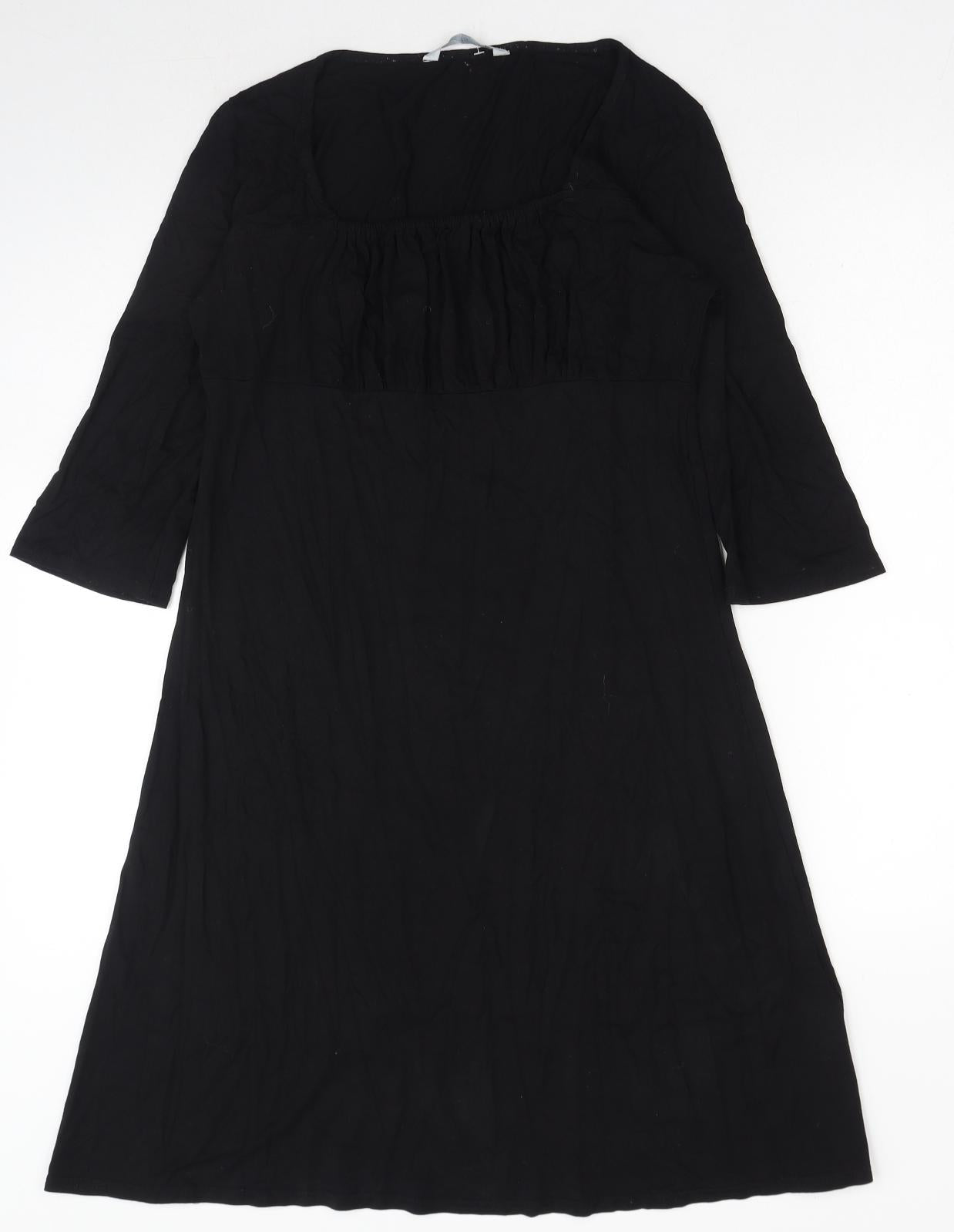 TU Womens Black Viscose A-Line Size 12 Square Neck Pullover