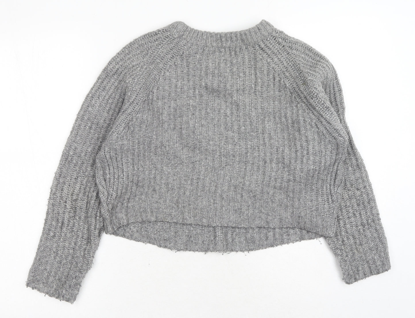 Zara Womens Grey Round Neck Acrylic Pullover Jumper Size L