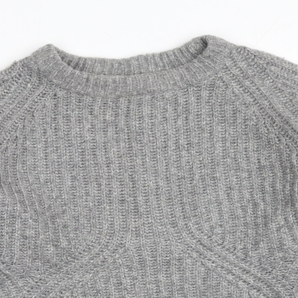 Zara Womens Grey Round Neck Acrylic Pullover Jumper Size L