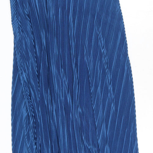 Zara Womens Blue Polyester A-Line Size S V-Neck Pullover