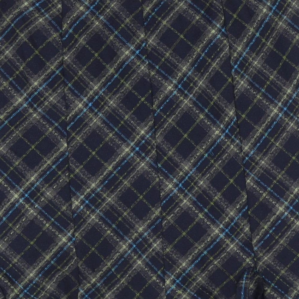 Marks and Spencer Womens Green Plaid Polyester Mini Skirt Size 20 Zip