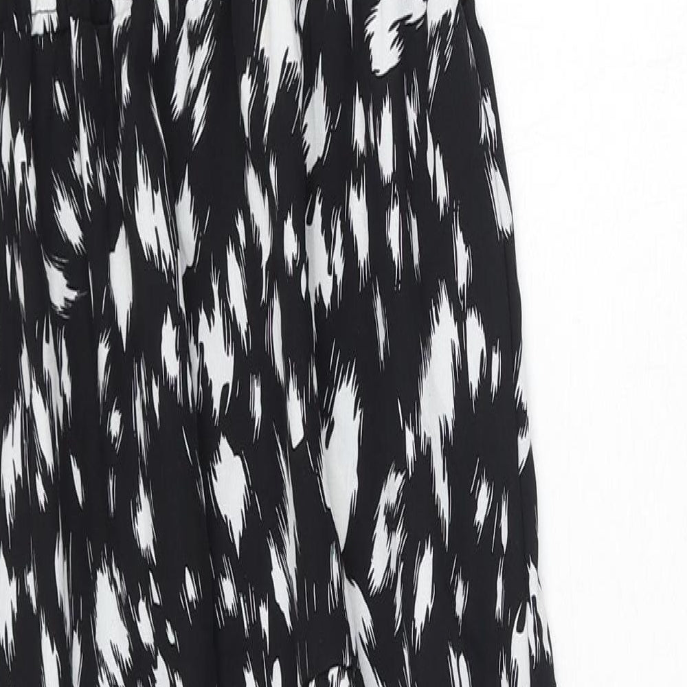 SheIn Womens Black Geometric Polyester A-Line Size L V-Neck Pullover