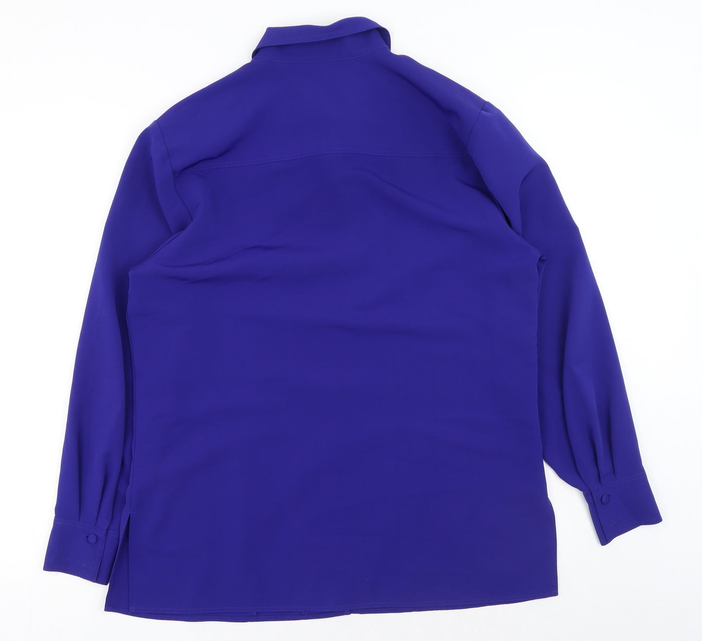Viyella Womens Blue Polyester Basic Button-Up Size 12 Collared