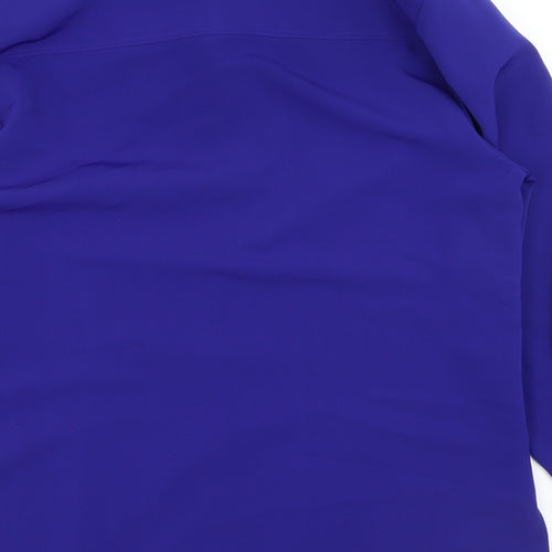 Viyella Womens Blue Polyester Basic Button-Up Size 12 Collared