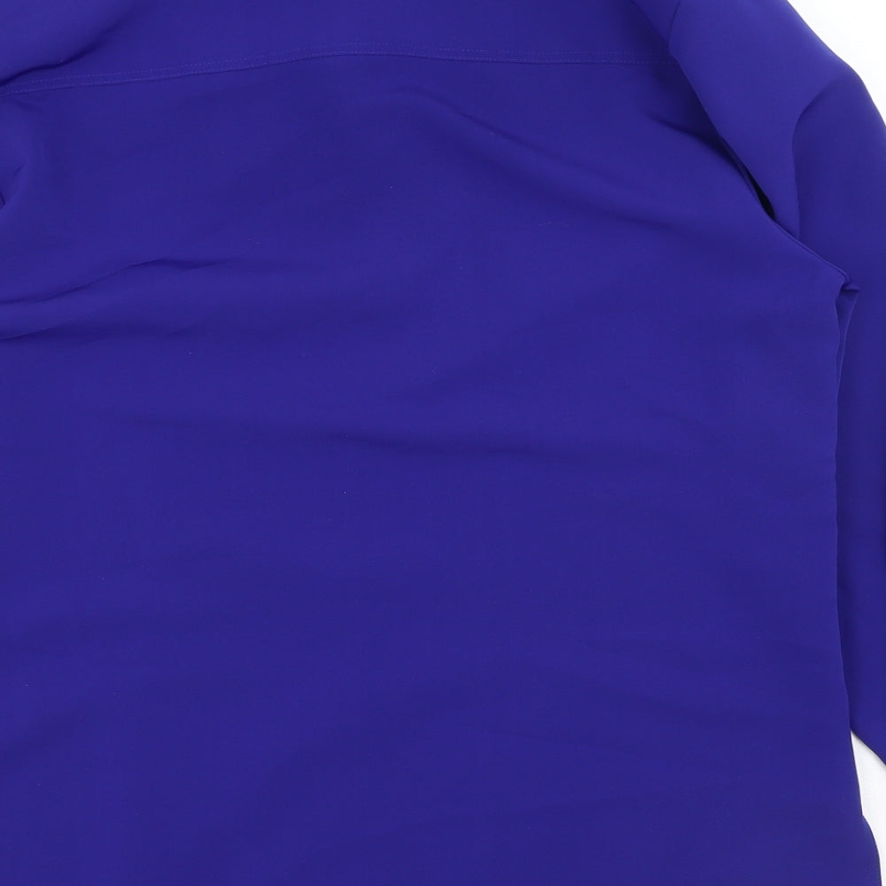 Viyella Womens Blue Polyester Basic Button-Up Size 12 Collared