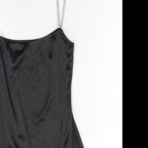 Meshki Womens Black Polyester Bodycon Size S Round Neck Zip