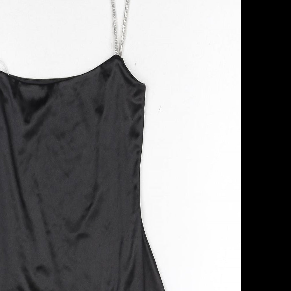 Meshki Womens Black Polyester Bodycon Size S Round Neck Zip