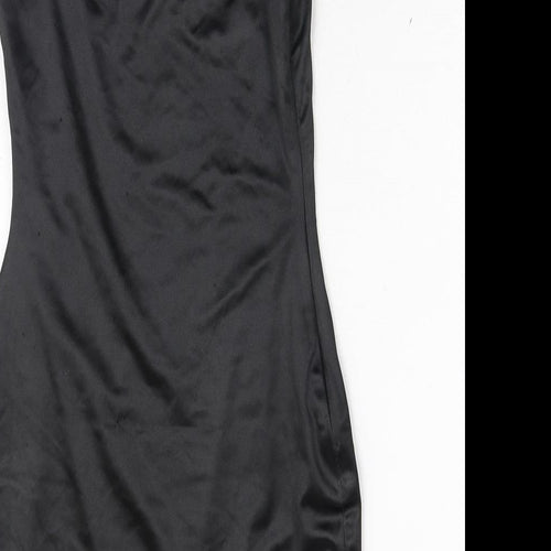 Meshki Womens Black Polyester Bodycon Size S Round Neck Zip