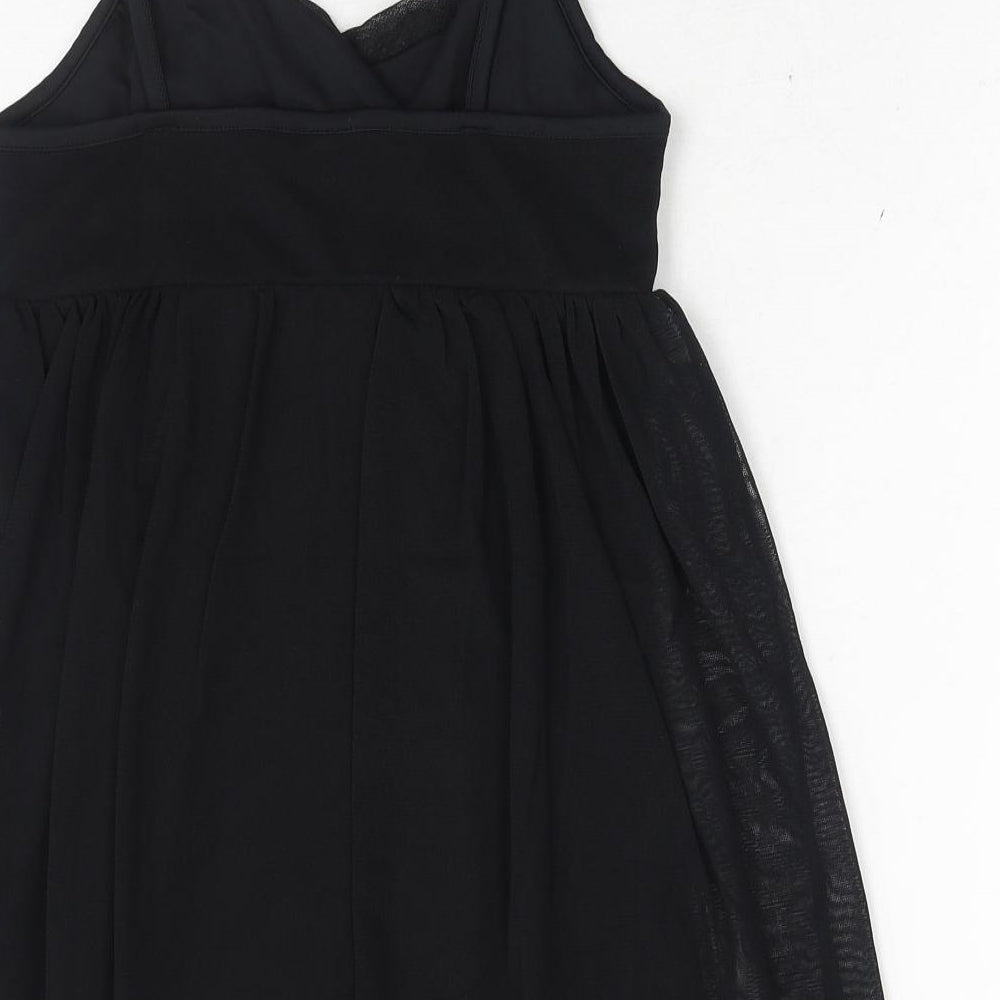 Fluid Womens Black Polyester Camisole Tank Size M V-Neck - Peplum