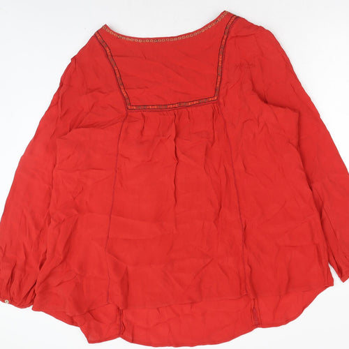 Monsoon Womens Red Viscose Basic Blouse Size 22 Boat Neck
