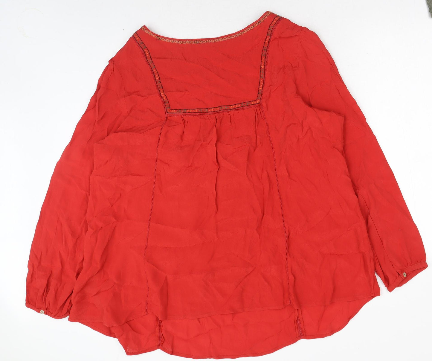 Monsoon Womens Red Viscose Basic Blouse Size 22 Boat Neck