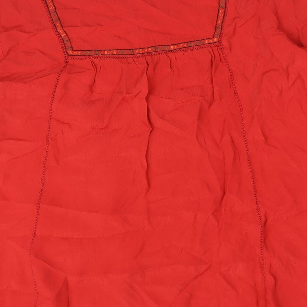 Monsoon Womens Red Viscose Basic Blouse Size 22 Boat Neck