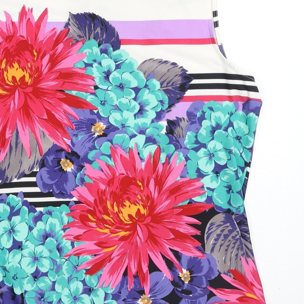 Debenhams Womens Multicoloured Floral Polyester Basic Blouse Size 16 Cowl Neck