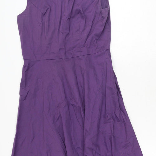 Gardenwed Womens Purple Polyester A-Line Size M Boat Neck Zip