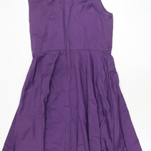 Gardenwed Womens Purple Polyester A-Line Size M Boat Neck Zip