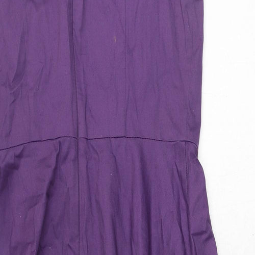 Gardenwed Womens Purple Polyester A-Line Size M Boat Neck Zip