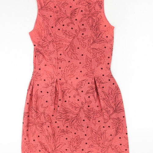 QED London Womens Pink Floral Polyester Sheath Size S Boat Neck Pullover
