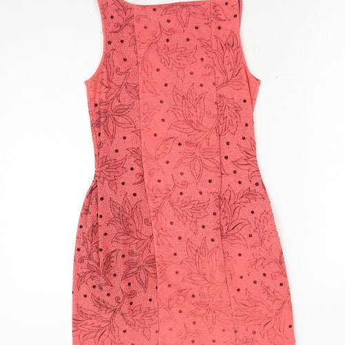 QED London Womens Pink Floral Polyester Sheath Size S Boat Neck Pullover
