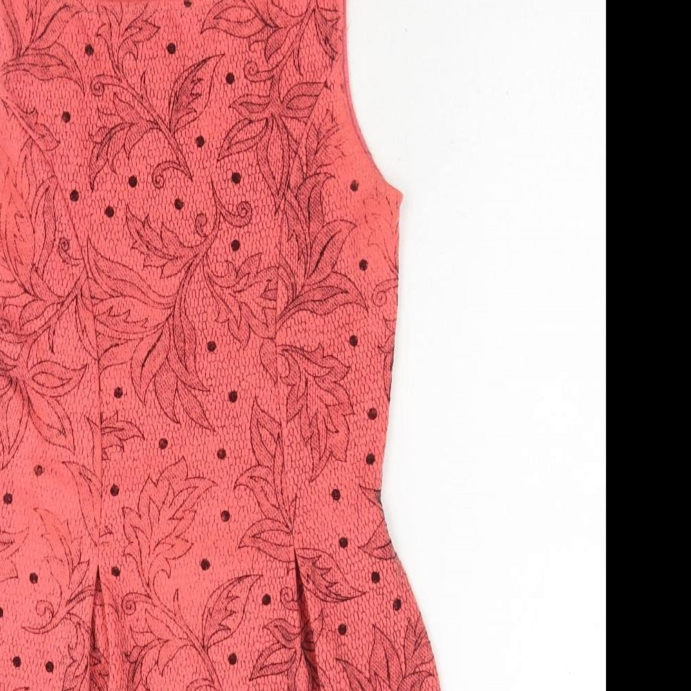QED London Womens Pink Floral Polyester Sheath Size S Boat Neck Pullover