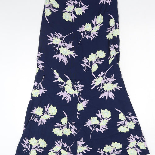 Country Casuals Womens Blue Floral Viscose Trumpet Skirt Size M