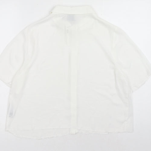ASOS Womens White Polyester Basic Button-Up Size 14 V-Neck