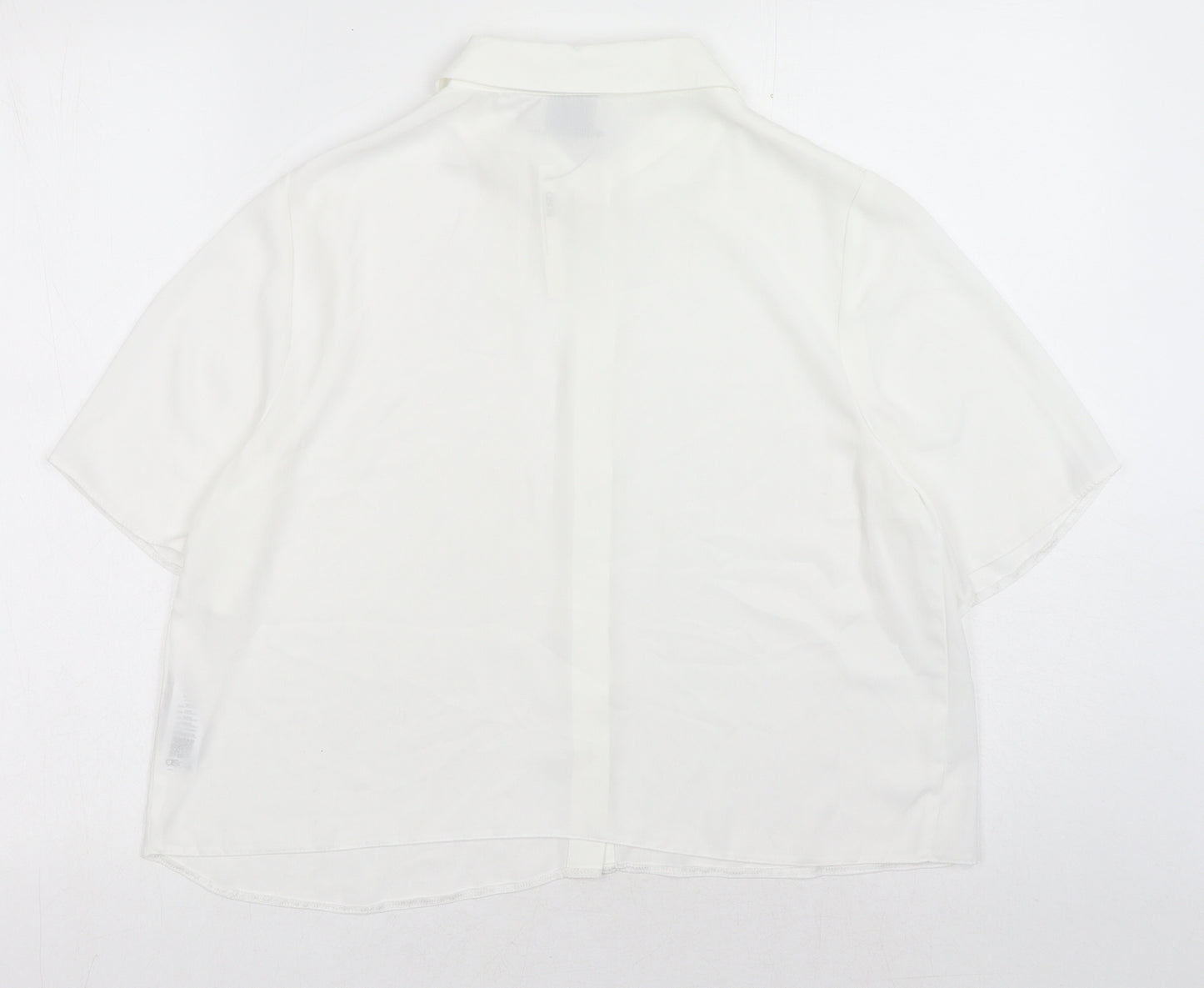 ASOS Womens White Polyester Basic Button-Up Size 14 V-Neck