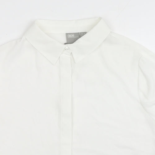 ASOS Womens White Polyester Basic Button-Up Size 14 V-Neck