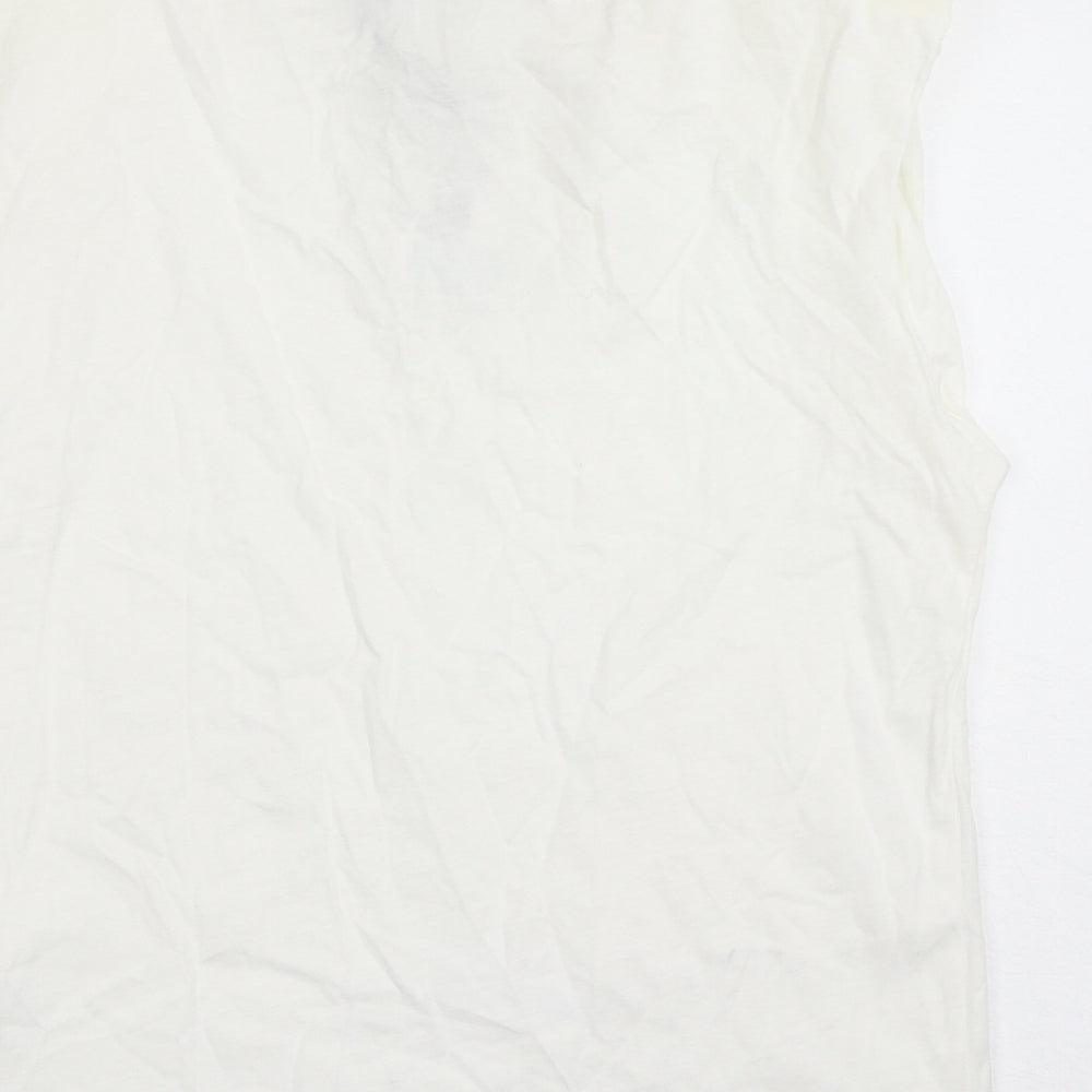 Stradivarius Womens White Cotton Basic Tank Size M Round Neck