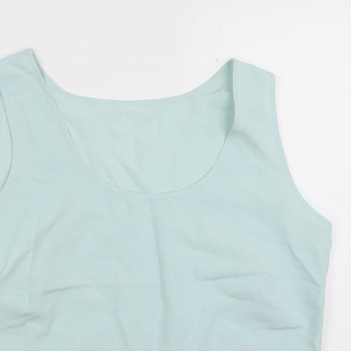 Marks and Spencer Womens Blue Polyester Basic Tank Size 14 Round Neck