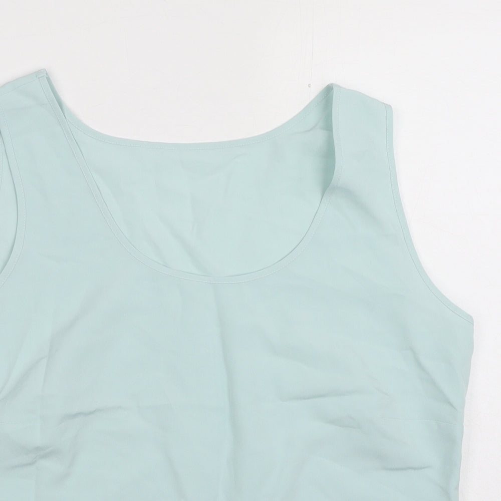 Marks and Spencer Womens Blue Polyester Basic Tank Size 14 Round Neck