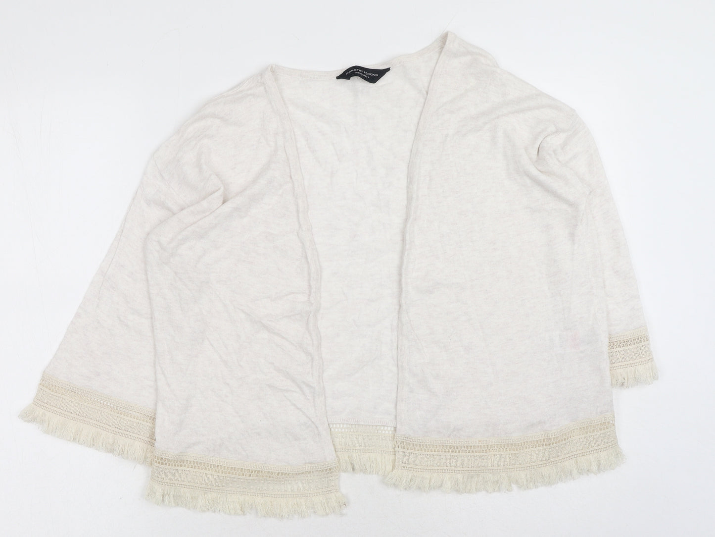 Dorothy Perkins Womens Ivory V-Neck Polyester Shrug Jumper Size L